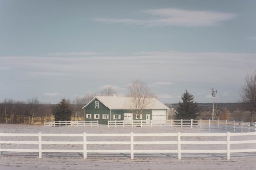 Barn on Farm in Winter
