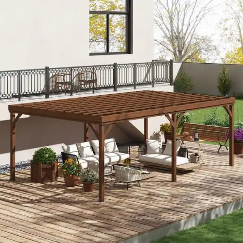 12' x 20' Wood Patio Pergola, Wood Grape Trellis - Image 3