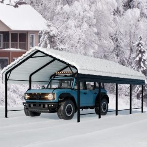 12 ft. W x 20 ft. D Metal Carport Steel Car Canopy with Galvanized Steel Roof