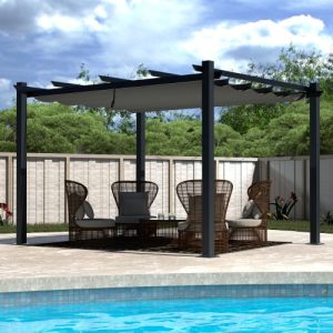 Aluminum Pergola with Retractable Sunshade Canopy