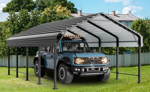 12 ft. W x 20 ft. D Metal Carport Steel Car Canopy with Galvanized Steel Roof - Image 3