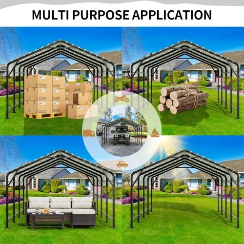 12 ft. W x 20 ft. D Metal Carport Steel Car Canopy with Galvanized Steel Roof - Image 7