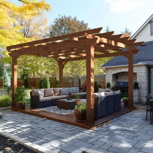 10′ x 12′ Wood Pergola, Wooden Grape Trellis - Image 4