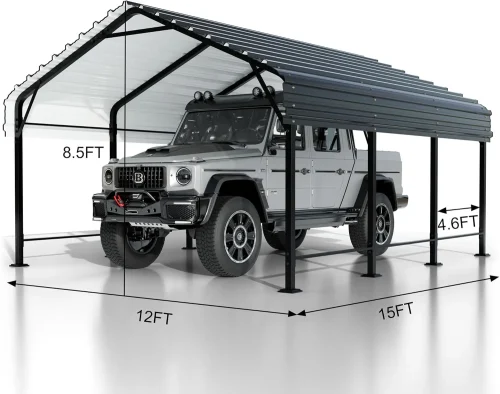 12 ft. W x 20 ft. D Metal Carport Steel Car Canopy with Galvanized Steel Roof - Image 8