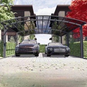 20 ft. x 20 ft. Aluminium Alloy Carport Sunshade Shelter with Polycarbonate Curved Roof