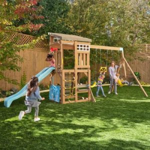Kidkraft Modern Outdoor Swing Playset with Upper Deck