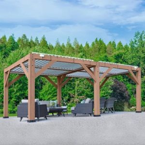 Yardistry Wood Pergola with Aluminum Louvered Roof