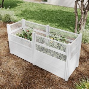 Vita Garden Bed with Fencing & Compost Baskets, BPA-Free Raised Vinyl Planter